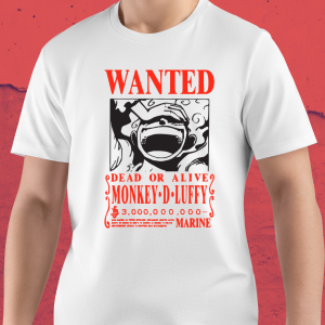 Polera Luffy ( diseño color rojo )